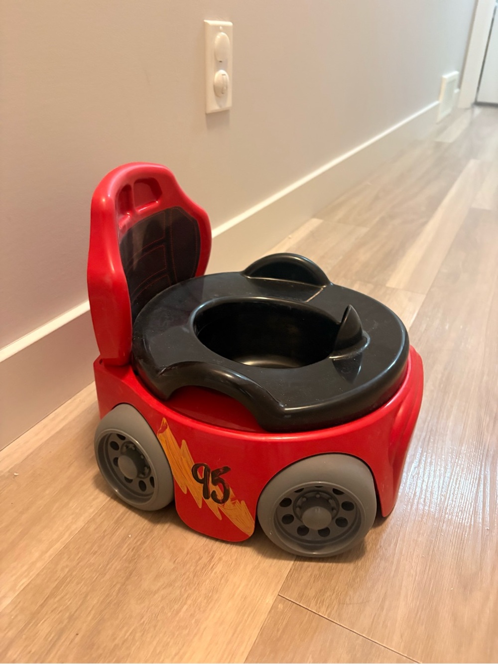 Red Racing Car Potty Trainer with Black Seat